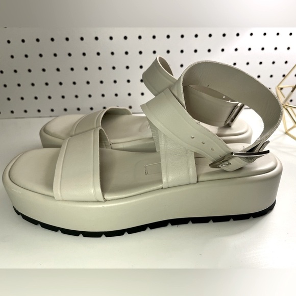 Zara Off White/Cream Leather Flat Strappy Platform Sandals Boho Beach Summer - Picture 14 of 16